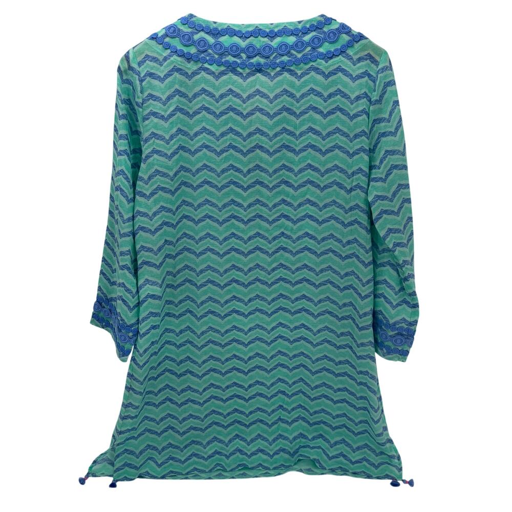 Vineyard Vines Tunic Womens Medium Swim Cover Up Beach Pool Blue Chevron Coastal - Picture 4 of 9